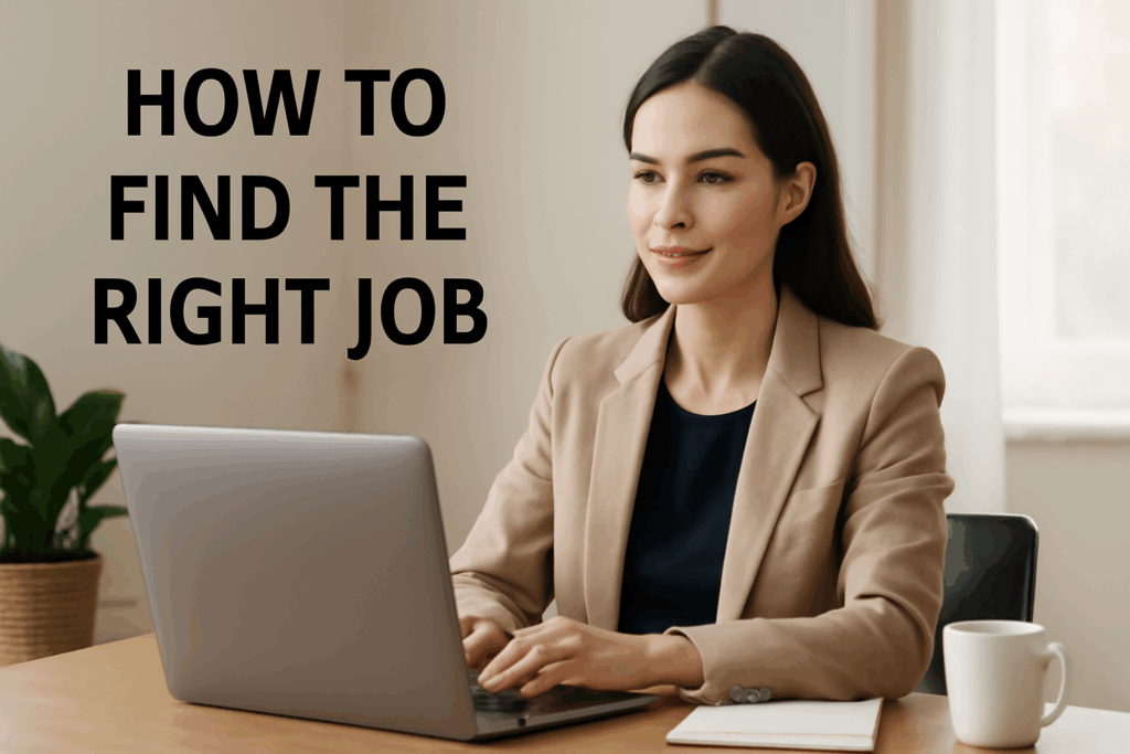 How to find the right job – focused woman working on laptop during job search