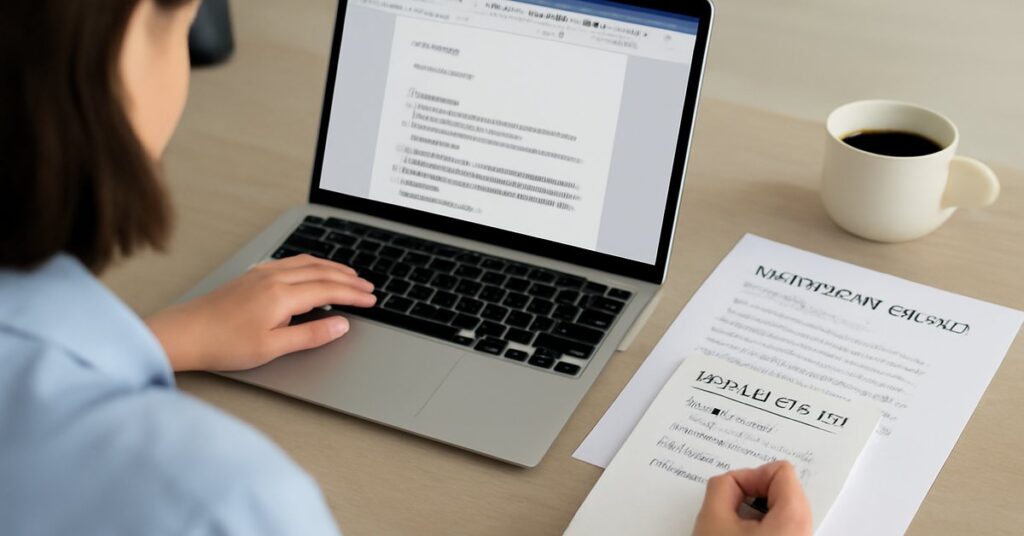 Writing a cover letter for an internship on a laptop with cover letter tips